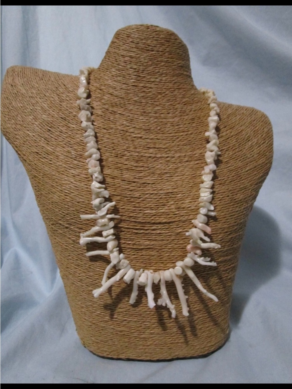 Vintage Southwestern White/Angelskin Coral Branch Statement Necklace